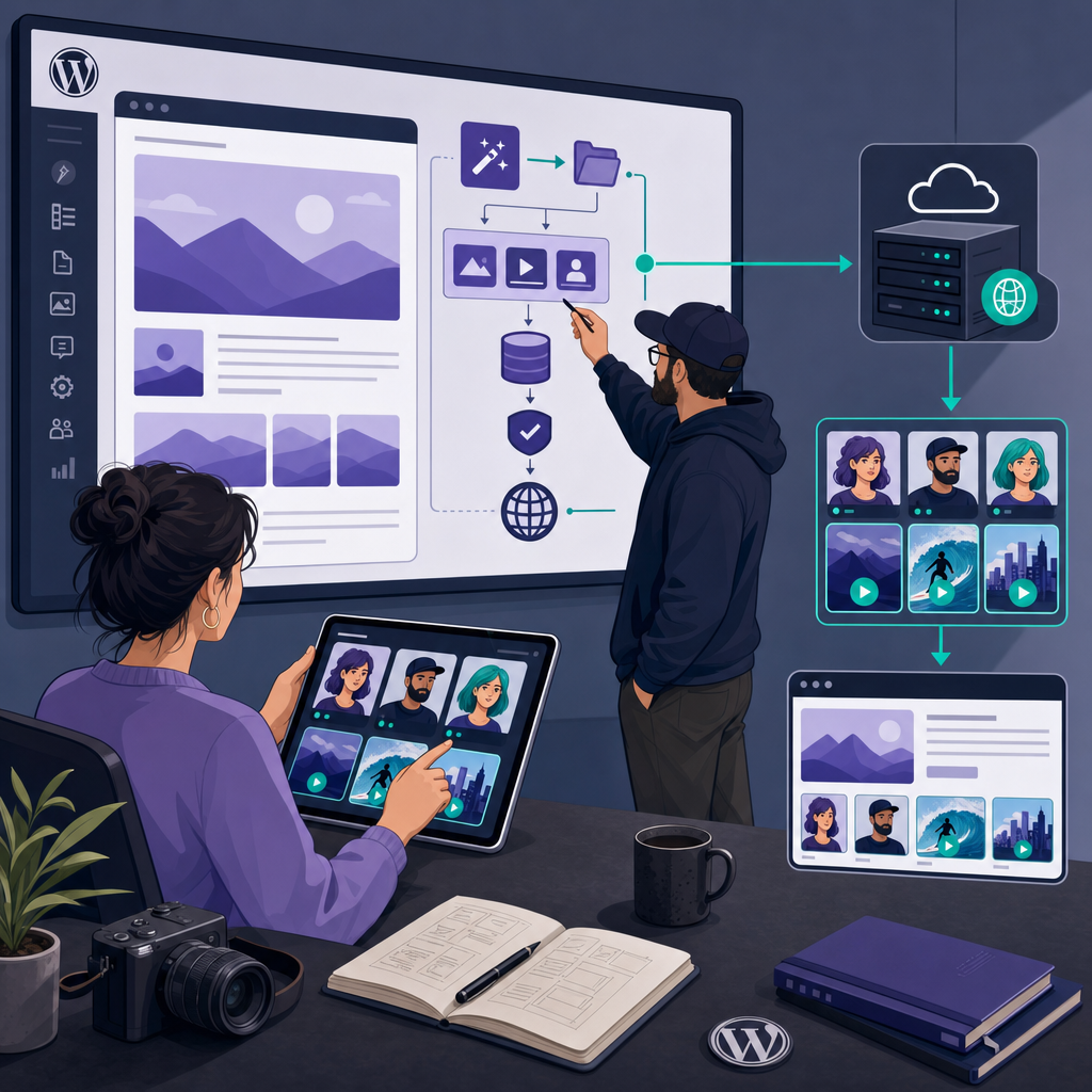 Image mise en avant pour l'article : Publier des médias IA sur WordPress sans sacrifier vitesse, SEO ni budget